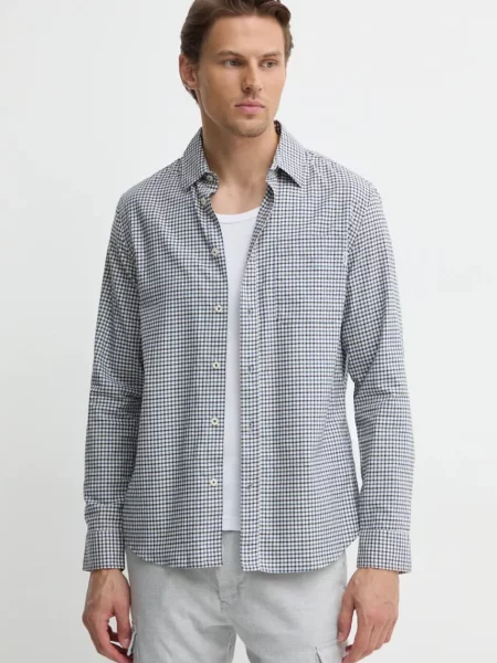 Риза Pepe Jeans MICK мъжка със стандартна кройка с класическа яка бяло