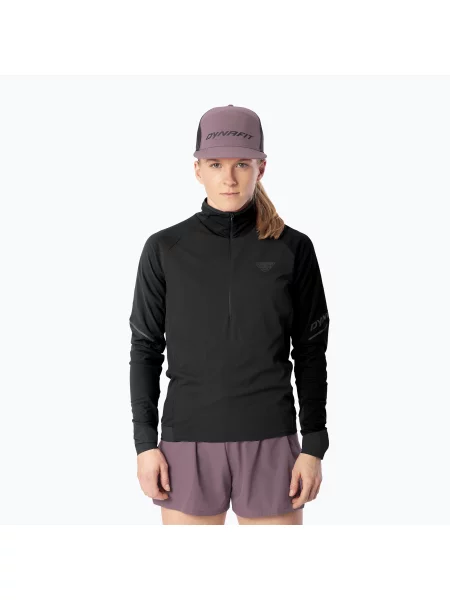 Bluză pentru femei de alergare Dynafit Alpine LS Zip Tee black out negru