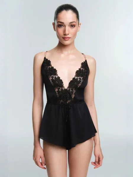 Penti Body PENTI Obsidia Spitzen-Teddy' fekete
