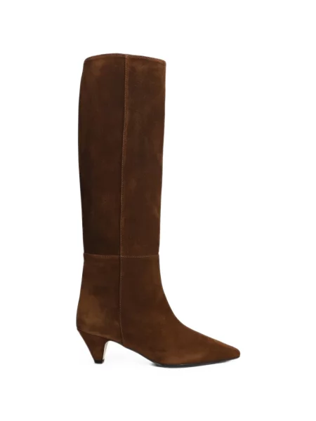Botine Anna F. din piele de căprioară maro