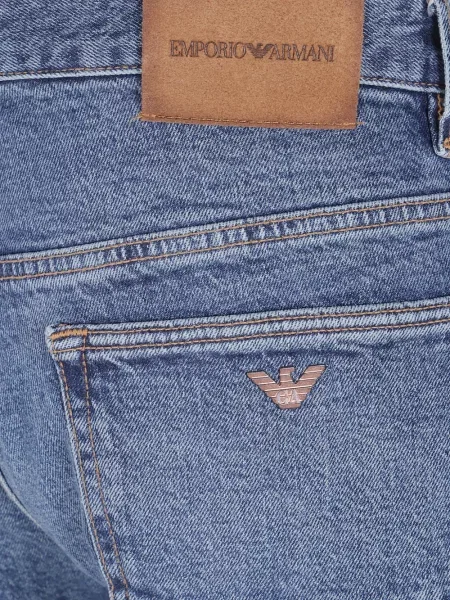 Široke traperice Emporio Armani s autogramom plava
