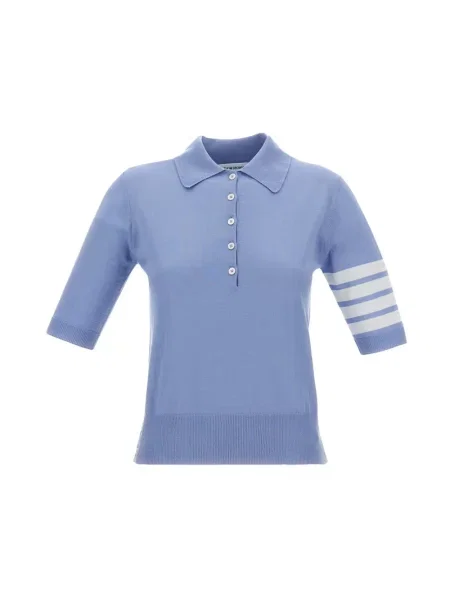 Sweter Thom Browne wełniany z okrągłym dekoltem niebieski