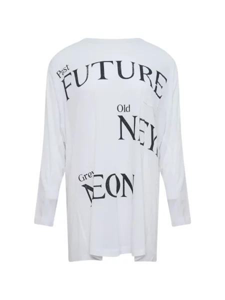Lung tricou Open Yy cu imagine alb