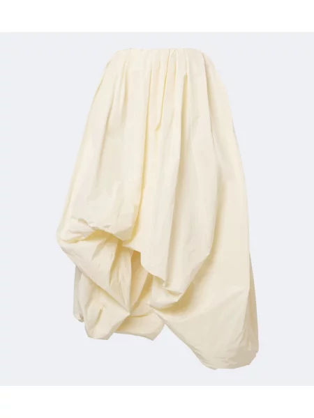 Tafta rochie midi Jil Sander asimetrică alb