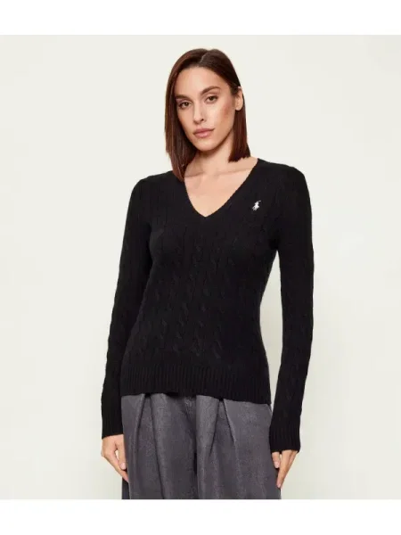 POLO RALPH LAUREN De lână pulover KIMBERLY cu adaos de cașmir negru