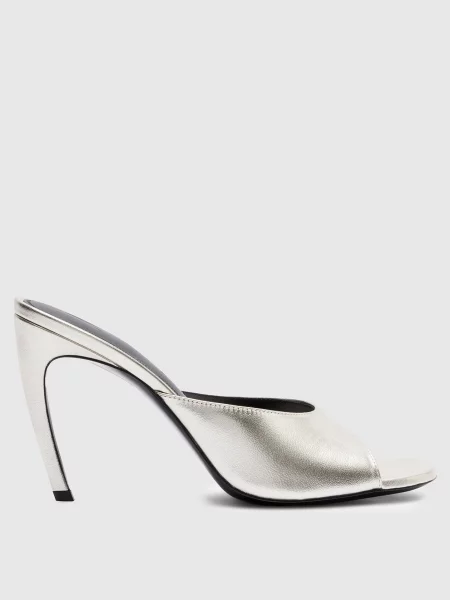Сріблясті шкіряні мюлі The Attico