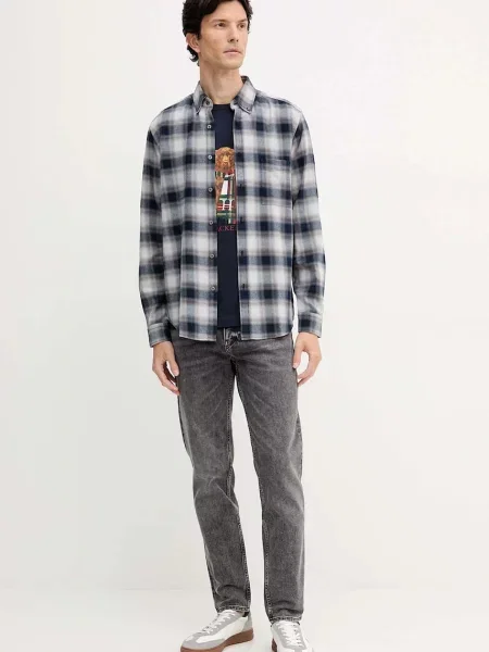 Hackett London t-shirt z nadrukiem granatowy
