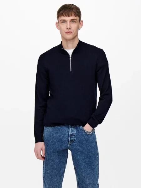 Pulovere pentru barbati ONLY & SONS albastru inchis negru