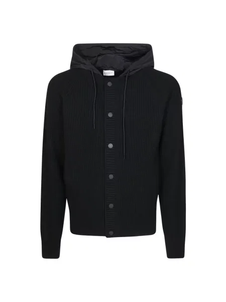 Kardigan Moncler wełniany z kapturem czarny