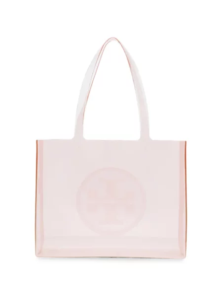 Geantă shopper Tory Burch cu autograf roz
