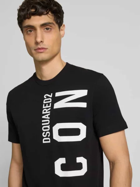 T-shirt o kroju Slim Fit z czystej bawełny Dsquared2 czarna