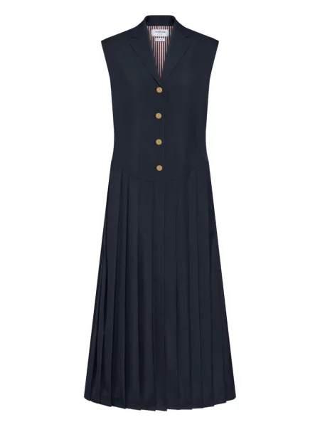 Sukienka bez rękawów Thom Browne bez rękawów plisowana garniturowa niebieska
