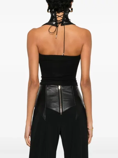 Top Mitiliane Couture din piele negru