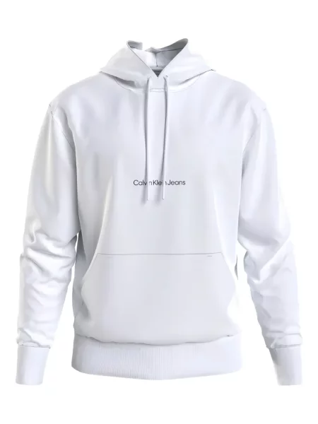 Hanorac cu glugă Calvin Klein Jeans cu imagine alb