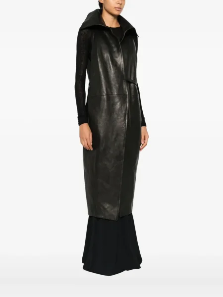 Palton Rick Owens din piele negru
