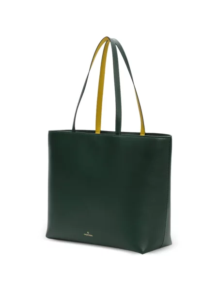 Geantă shopper La Portegna din piele verde