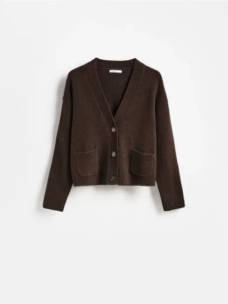 Reserved Cardigan cu maro-închis maro