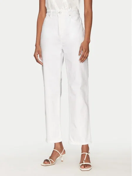 Marella Blugi Mom Mom Fit alb