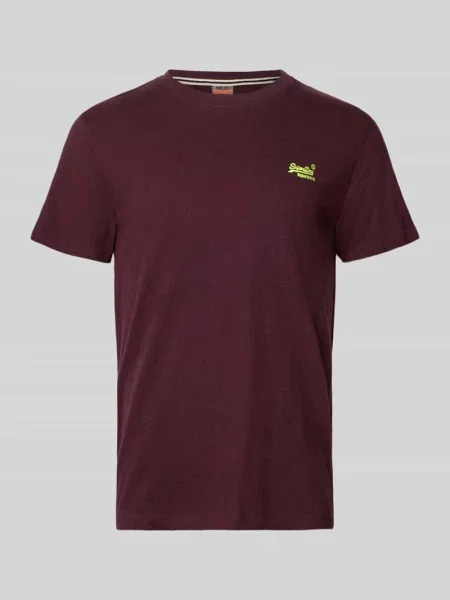 T-shirt w kroju regular fit z haftowanym logo Superdry bordowa