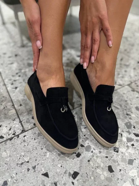 Замшевые лоферы 105.store черные