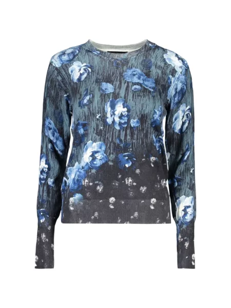 Pulover Desigual cu model floral cu imagine albastru