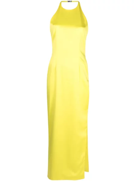 Rochie Gcds din satin cu gât halter de costum galben