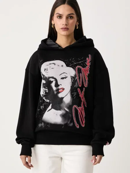 Guess mikina s bavlnou x MARILYN MONROE černá