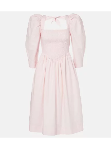 Sukienka midi Ganni do kolan popelinowa garniturowa różowa