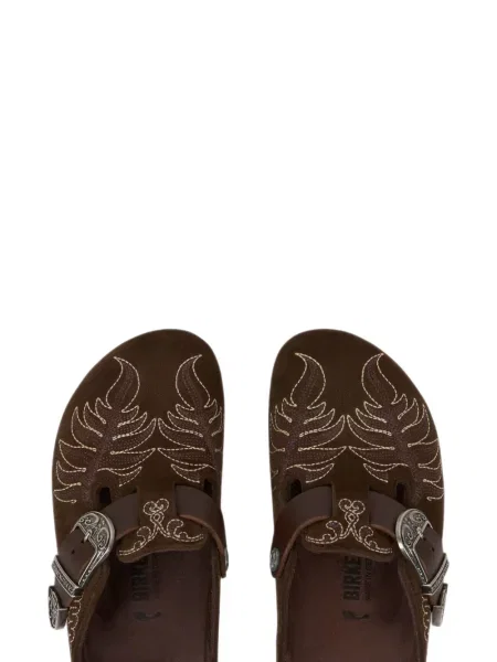 Sandale Birkenstock cu broderie maro