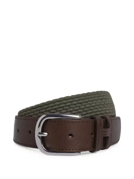 Cu centură curea Hackett London din piele țesută verde