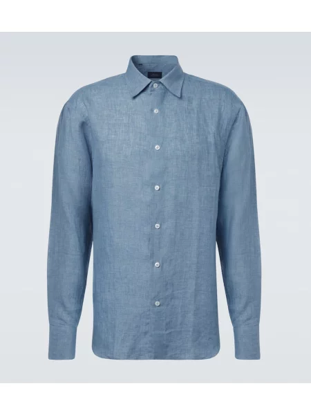 Cămașă Brioni de in albastru