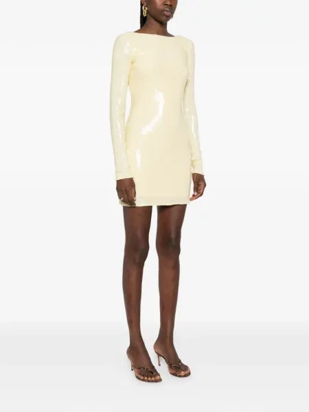 Rochie mini Patrizia Pepe cu paiete de costum galben