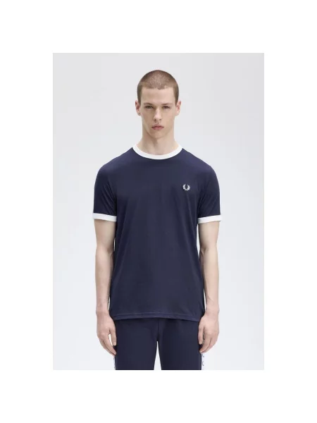 T-shirt FRED PERRY Taped Ringer T-Shirt Carbon Blue S plava