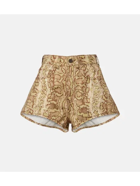 Szorty jeansowe Alemais z nadrukiem w wężowy wzór zielone