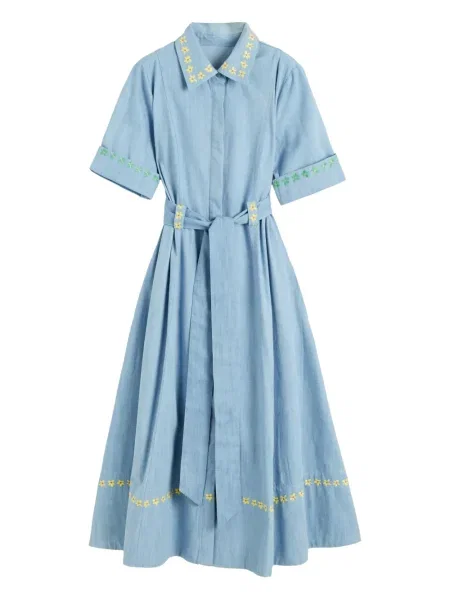 Rochie tip cămașă Chinti & Parker cu legături de costum albastru