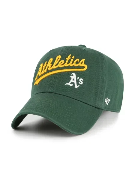 Шапка с козирка 47 brand MLB Athletics с изчистен дизайн зелено