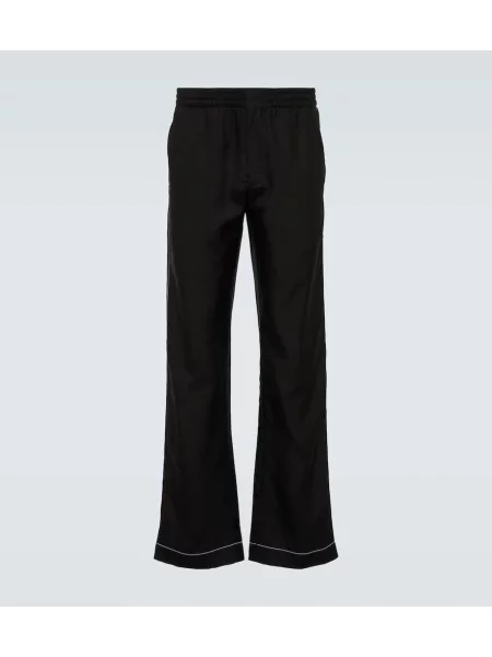 Svilen hlače z ravnimi hlačnicami Prada črna