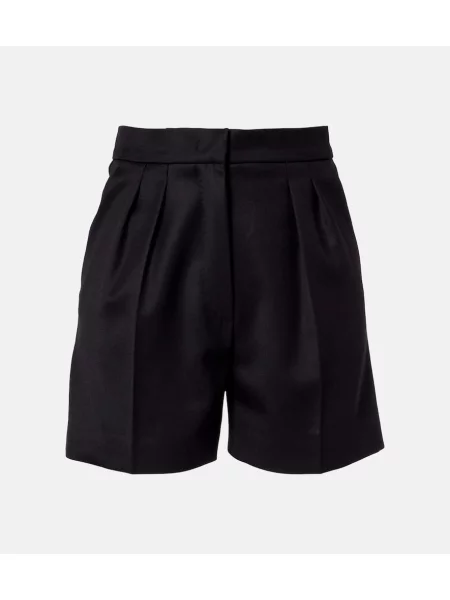 Pantaloni scurți Max Mara cu talie înaltă de lână negru
