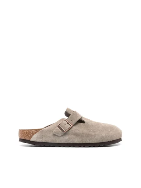 Klapki Birkenstock skórzane beżowe