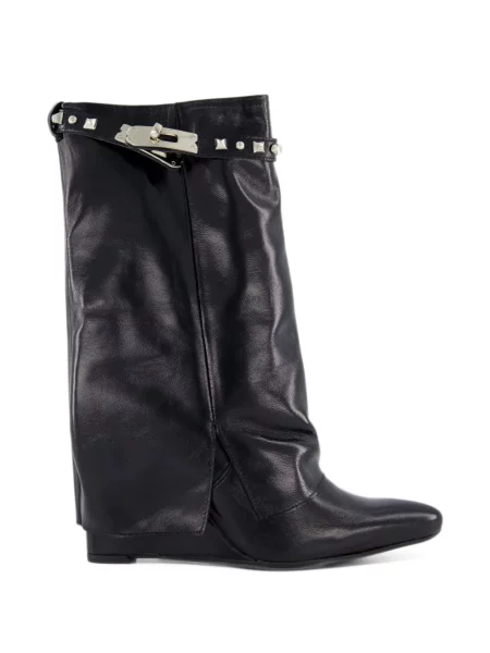 Botine Gibaldi din piele cu pană cu tepi negru