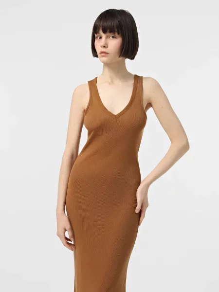 Макси джинсовое платье Calvin Klein Jeans коричневое