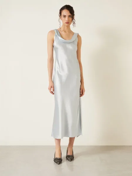Acne Studios Saténové Šaty Z Hedvábí tmavě modrá