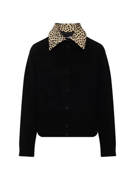 Gulerat cardigan Róhe cu imagine cu imprimeu animal print negru