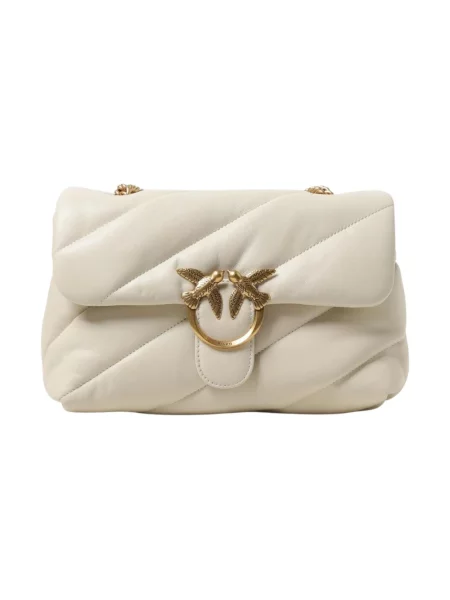Torebka crossbody Pinko klasyczna z owczej skóry biała