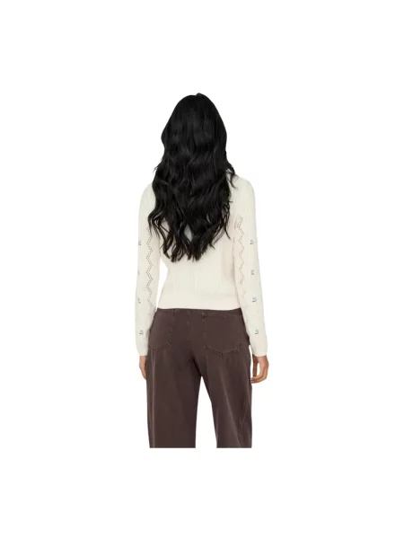 Sweter z dzianiny o kroju regular fit z mieszanka bawełny model RITA LIFE' Only biały