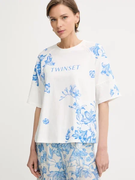 Twinset tričko s bavlnou bílé