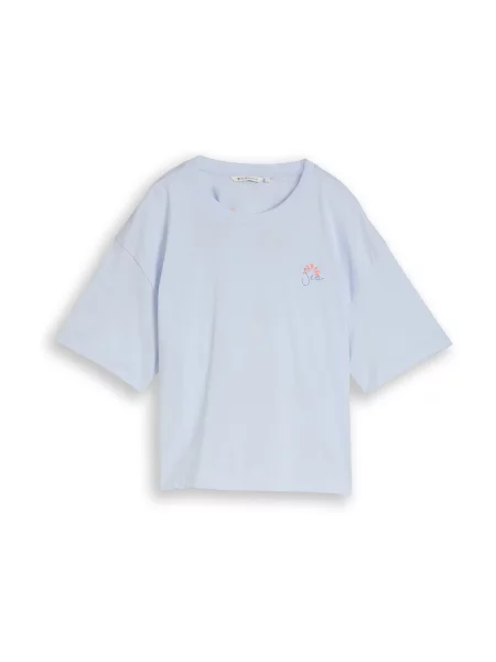 TOM TAILOR DENIM Tricou albastru / albastru deschis / portocaliu alb