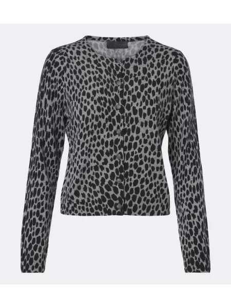 Cardigan Nili Lotan din cașmir cu imagine cu model leopard gri