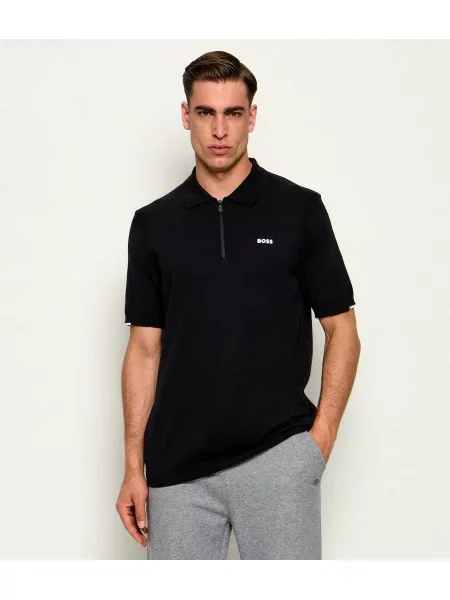Tricou polo Boss Green negru