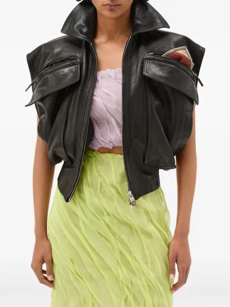 Kamizelka skórzana Versace skórzana czarna